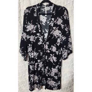 Spritual‎ Gangster Womens Floral Robe One Size Black Cover Up Kaftan Boho